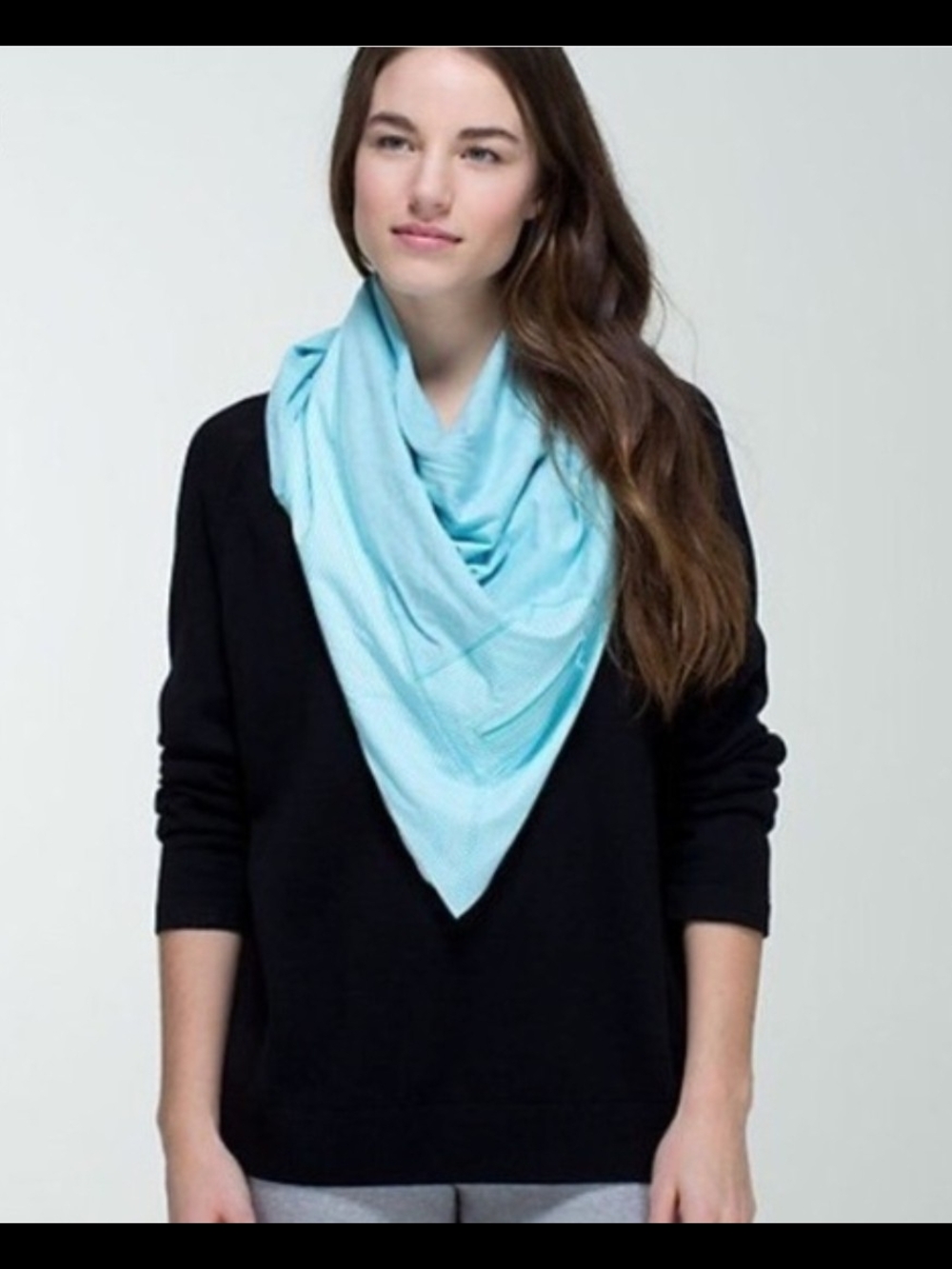 Lululemon Throw Me Over Scarf Heathered Angel Blue Tonka Stripe Zip Pocket OS